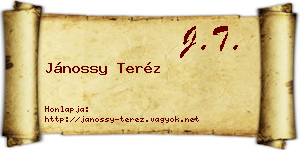 Jánossy Teréz névjegykártya