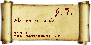 Jánossy Teréz névjegykártya